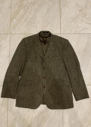 Шерстяной твидовый пиджак barbour london 52 хаки жакет блейзер