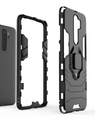 Чехол ring case для xiaomi redmi note 8 pro бронированный бампер с кольцом черный6 фото