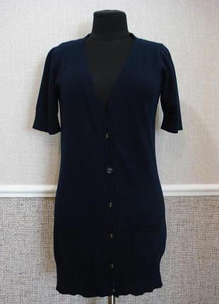 Длинный кардиган на пуговицах  с коротким рукавом размер 8/10