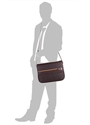 Чоловіча сумка-листоноша з якісного шкірозамінника коричнева bonis8 фото