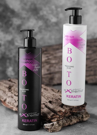 Набір extremo botox keratin repair: шампунь + кондиціонер для відновлення волосся з кератином