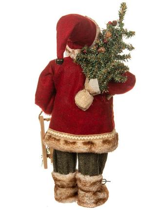 Новорічна фігурка під ялинку "санта з санками", 46 см, декор на новий рік, фігурка санти для новорічного декору4 фото