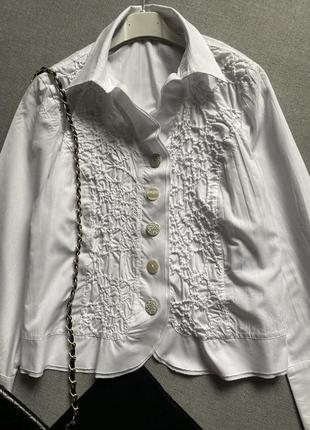 Белая блуза, рубашка, atelier, с рюшами,4 фото