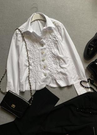 Белая блуза, рубашка, atelier, с рюшами,1 фото
