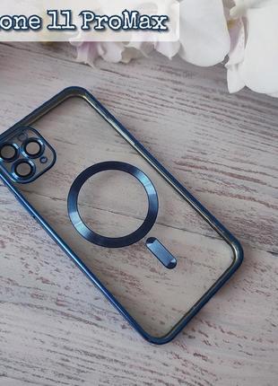 Чохол із підтримкою magsafe для iphone 11 promax прозорий силікон на айфон 11 про із захисним склом на камеру