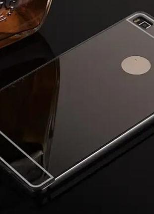 Металевий чехол для huawei p8 lite 2017 дзеркальний чохол для хуавей р8 лайт накладка на телефон чорний колір