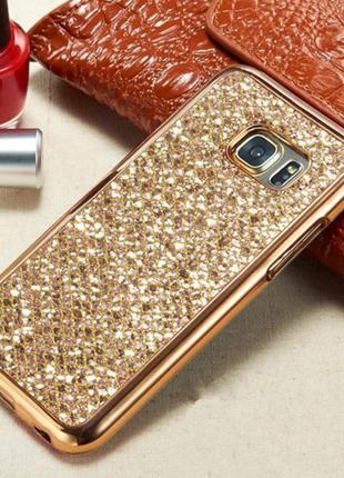 Силіконовий чехол на samsung s6 edge edge g925f g925 з перламутрами силікон для самсунга золотий тпу