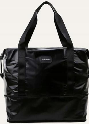 Дорожно-спортивная сумка с возможностью увеличения из нейлона 55l ouhao черная4 фото