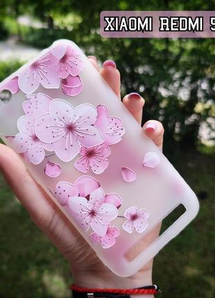 Силіконовий 3d чехол для телефону xiaomi redmi 5a силікон на сяоми ксиоми чохол з квітами