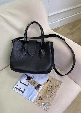 Женская сумка луизианная черная с дополнительным съемным ремешком на плечо