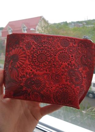 Шкіряна сумочка червона1 фото