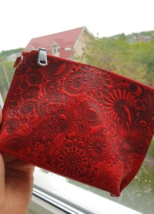 Шкіряна сумочка червона2 фото