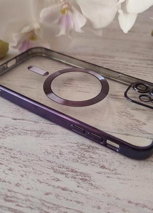 Чохол із підтримкою magsafe для iphone 11 прозорий силікон на айфон 11 із захисним склом на камеру4 фото