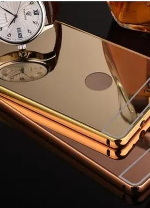 Металевий чехол для huawei p8 lite дзеркальний чохол для хуавей р8 лайт накладка на телефон золотий колір