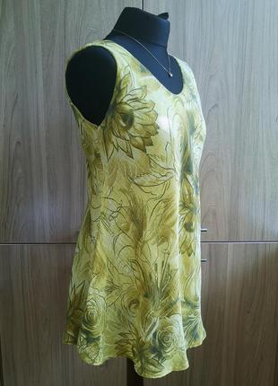 Натуральная расклешенная хлопковая блуза с цветочным принтом2 фото