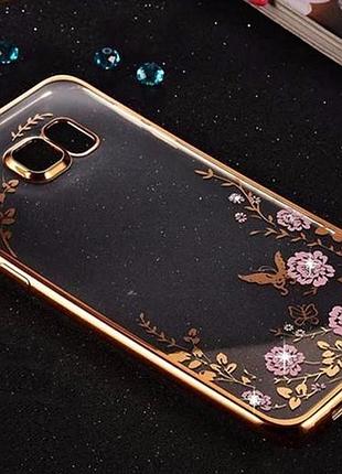 Силіконовий чехол tpu для телефона samsung s6 edge edge g925 квіти чохол на самсунг гелекси с6едж