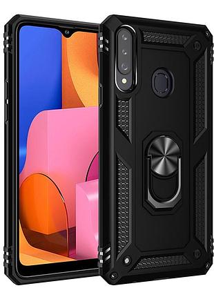 Протиударний броньований чехол з кольцом для телефона samsung galaxy a21 на самсунг а21