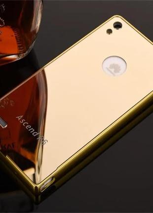 Металевий чехол для huawei p6 дзеркальний чохол для хуавей р6 накладка на телефон дзеркальний золотий