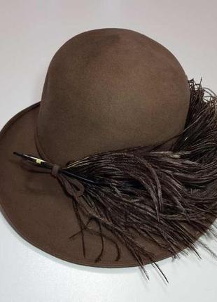 Шляпа с пером страуса, aurel huber, как новая!1 фото