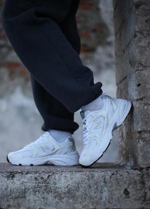 Женские кроссовки new balance 530 white silver New balанс беллые с моребряными вставками7 фото