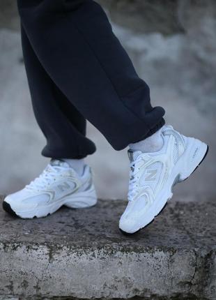 Женские кроссовки new balance 530 white silver New balанс беллые с моребряными вставками9 фото