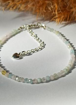 Браслет натуральный морганит на застежке d-2,7мм обхват 18см