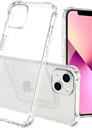 Прозрачный чехол для iphone 13 ударопрочный силиконовый shockproof (бампер)1 фото