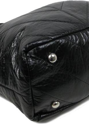 Дутая женская сумка wallaby из искусственной кожи черная7 фото