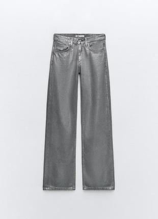 Широкі джинси zara з металевим напиленням