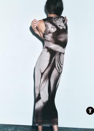 Эксклюзивное богемное платье zara с цифрами длинное платье без рукавов с круглым вырезом из тюля4 фото