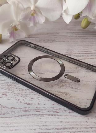 Чохол із підтримкою magsafe для iphone 11 promax прозорий силікон на айфон 11 про із захисним склом на камеру2 фото