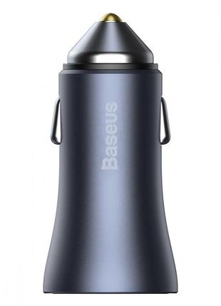 Зарядное устройство baseus golden contactor pro 40w usb + type-c + кабель type-c 5a (1m) dark gray