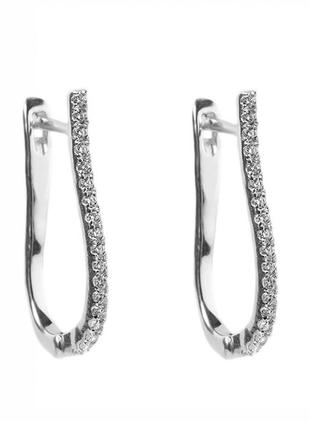 Срібні сережки класичні родовані з англійською застібкою