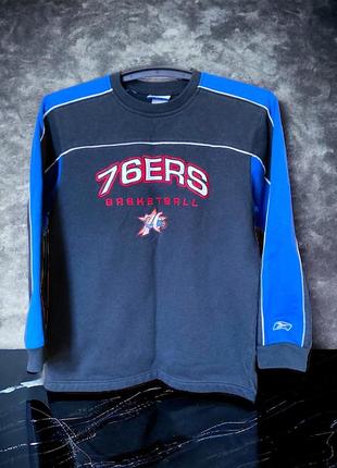 Reebok 76ers basketball l (14-16 yo) black blue vintage sweatshirt винтажный свитшот кофта1 фото