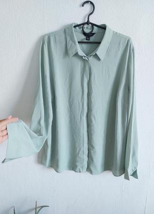 Шифоновая блуза рубашка мятного цвета