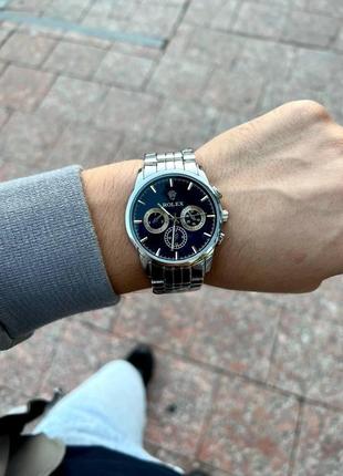 Стильные мужские наручные классические часы серебряные ролекс rolex