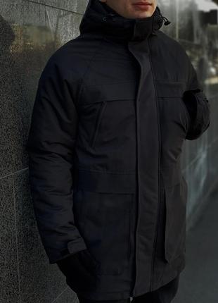 Парка + перчатки в подарок мужская зимняя до -25*с куртка мужская зимняя удлиненная черная