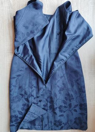 Темно-синее платье без рукавов с цветочным принтом, хлопок/ лен6 фото