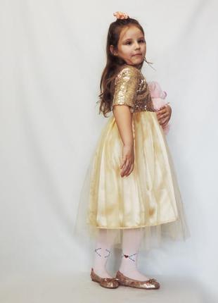 Детское платье золото паетка арт0122 фото