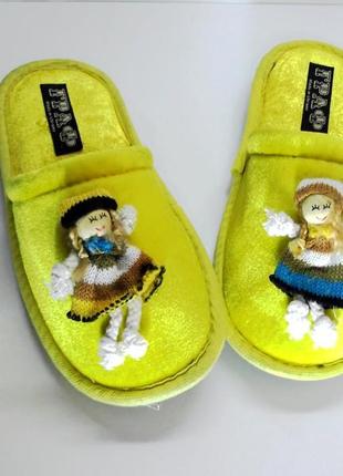 Детские тапочки велюровые граф р.32-33 желтые