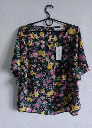 Шифоновая блуза в цветочный принт1 фото