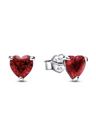 Серьги шарики пловушки пусеты серебро s925 silver pandora пандора красное сердце