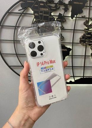 Прозрачный силиконовый чехол для iphone 14 pro max, противоударный чехол на айфон 14 про макс с бортиками
