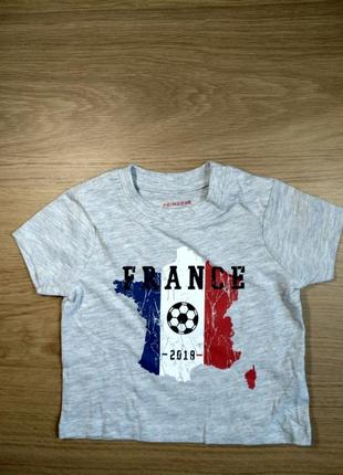 Футболка для хлопчика 068 см (3-6 months) сірий франція футбол primark