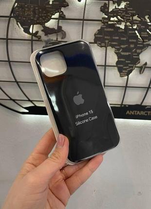 Чехол silicone case с микрофиброй для iphone 15, чехол для айфон 15 (цвет черный)