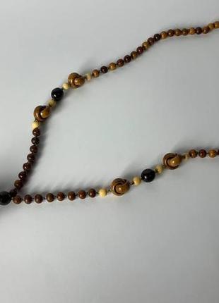 Бусы деревянные 40, бусы из дерева, длинные бусы, натуральные бусы, крупные бусы, темные бусы