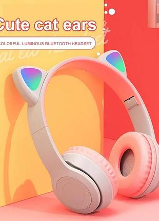 Беспроводные bluetooth наушники p47m с кошачьими ушками и led подсветкой