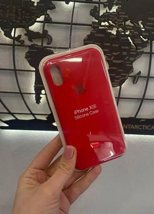 Чехол silicone case с микрофиброй для iphone x/iphone xs, качественный чехол для айфон х/хс (цвет красный)