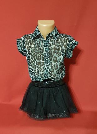 Стильная детская леопардовая блуза от miss e-vie на 7 лет3 фото