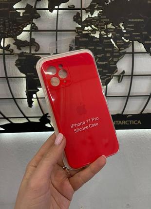 Чехол с квадратными бортами silicone case для iphone 11 pro, качественный чехол с микрофиброй для айфон 11 про1 фото
